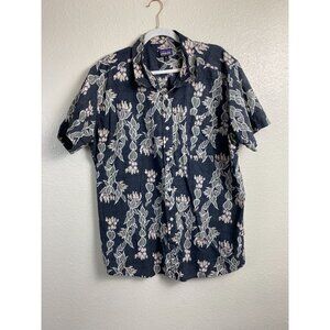 Patagonia Organic Cotton Floral Short Sleeve Button Up Shirt Men size XXL Hawaii